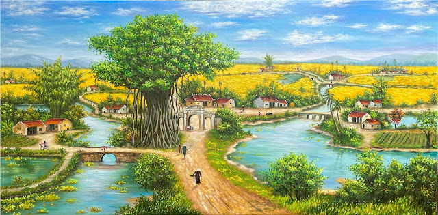 tranh sơn dầu làng quê 01