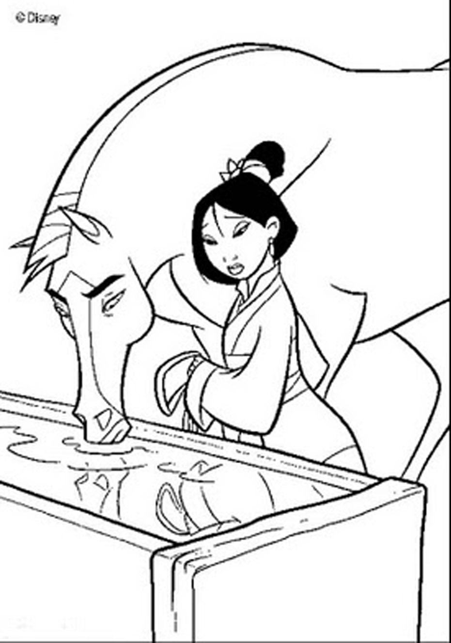 7 Beautifull Princess Mulan Characters Coloring Pages