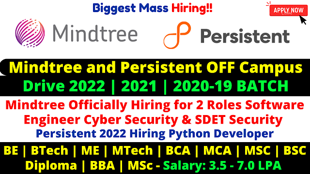 Persistent Off Campus Drive 2022 As Python Developer Role