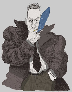 Caricatura de Albert Camus