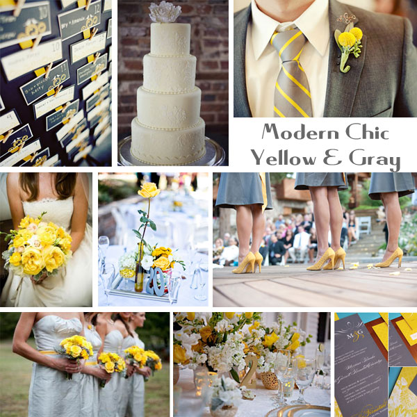 gray yellow and navy wedding