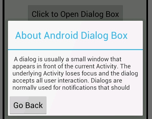 Android Custom Dialog Box Example