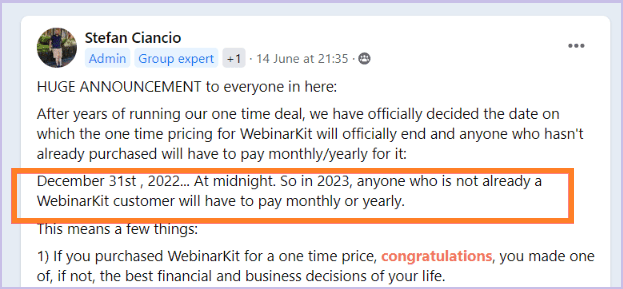 Webinarkit lifetime deal expiry date