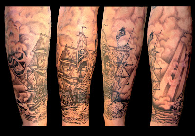 Leg Ship Tattoo - Navio Tatuagem - Tatuaje