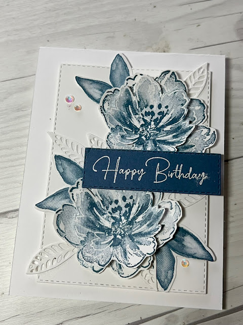 Handmade Birthday Card using floral images from the Stampin' Up! Flowing Flowers Stamp Set