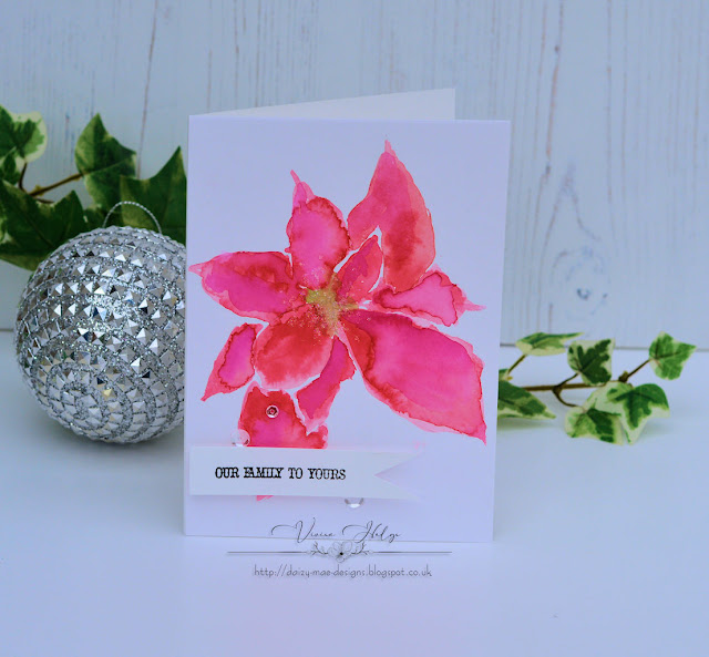 Xmas card, Water colouring, Poinsettia