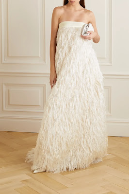 NET-A-PORTER - TALLER MARMO Talitha strapless metallic fringed crepe gown- Fringe trend-wedding fashion-Weddings by KMich- Philadelphia PA