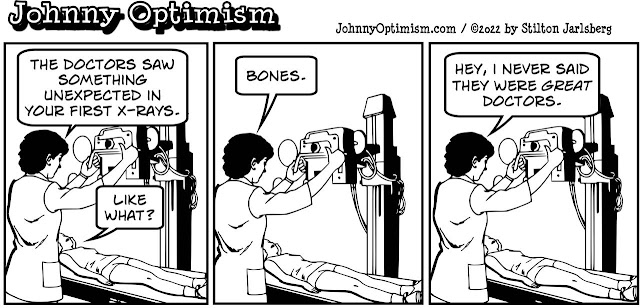 johnny optimism, medical, humor, sick, jokes, boy, wheelchair, doctors, hospital, stilton jarlsberg, x-rays, x-ray technician, bones