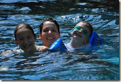 terri and kids in pool