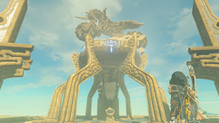 Link looking up to a huge Master Cycle Zero on a pedestal