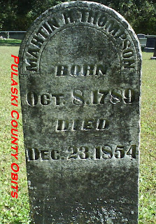 An older tombstone in Pisgah Cemetery, dated 1854.  Photo by Pulaski County Obits, October 2009