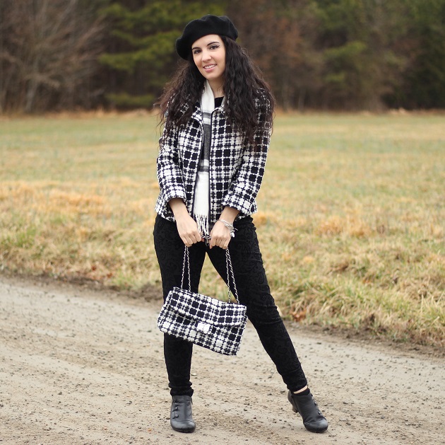 Black and White Plaid Jacket