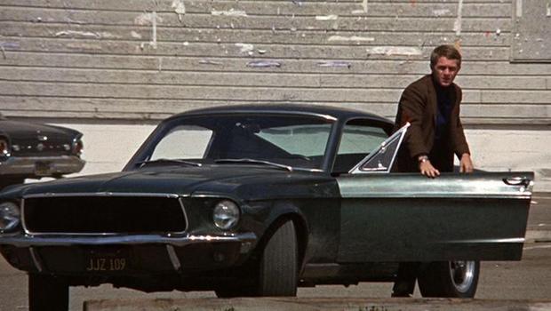 Steve McQueen and 1968 Mustang GT in "Bullitt"
