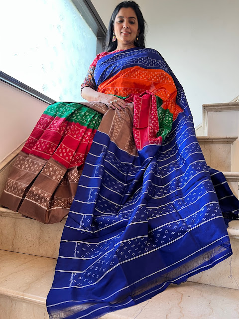Embracing Vibrant Splendor: The Multicolour Silk Pochampally Saree