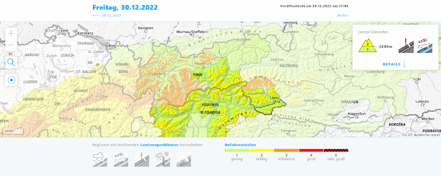Günstiger sind die Verhältnisse abgesehen vom nördlichen Osttirol in den südöstlichen Regionen Tirols. Allerdings liegt auch dort für die Jahreszeit zu wenig Schnee.