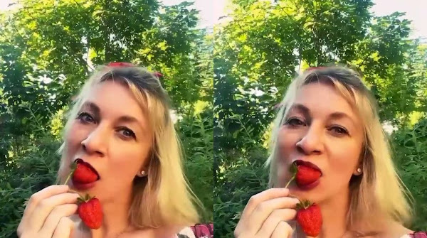 Μήνυμα Ζαχάροβα σε Ουκρανία: Δοκιμάζει φράουλες υπό τους ήχους του «Kalinka»