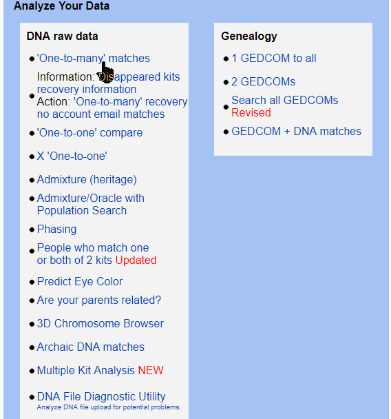 GEDmatch one-to-many