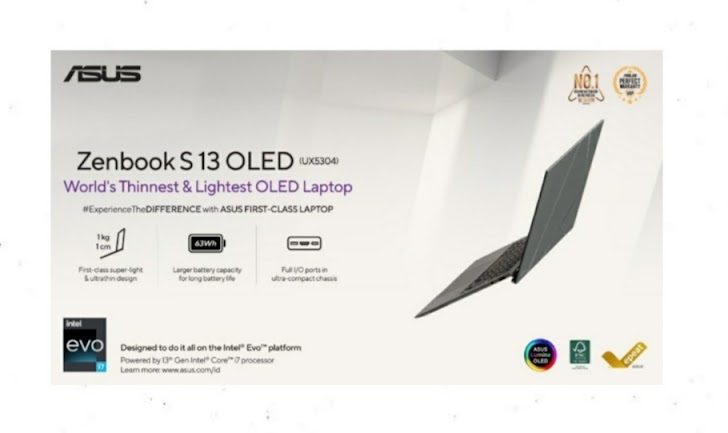 Intip Spek Canggih Zenbook S 13 OLED, Laptop Ultraportabel OLED Paling Tipis dan Ringan