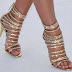Gold Multi Strap Heeled Sandals