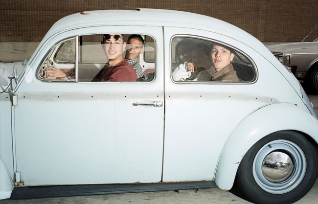 Teenagers bopping through light traffic at 51 mph on the Ventura Freeway near Valley Circle Boulevard, Los Angeles, at 3:18 p.m. on March 16, 1997