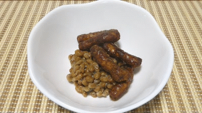 納豆にかりんとう 納豆にかりんとう
