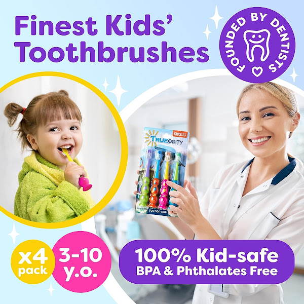 Kids Soft Contoured Bristles Toothbrushes 4 Pack