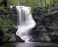 Fulmer Falls waterfall located in the Childs Recreation Area in the Pocono Mountains