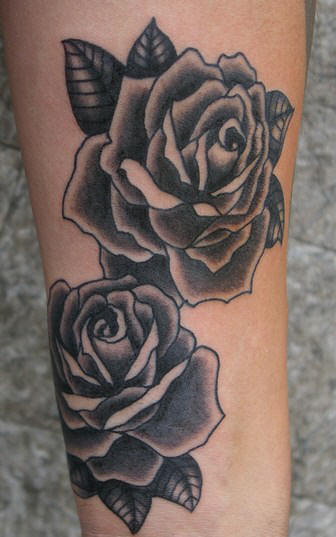 Black And White Rose Hand Tattoo