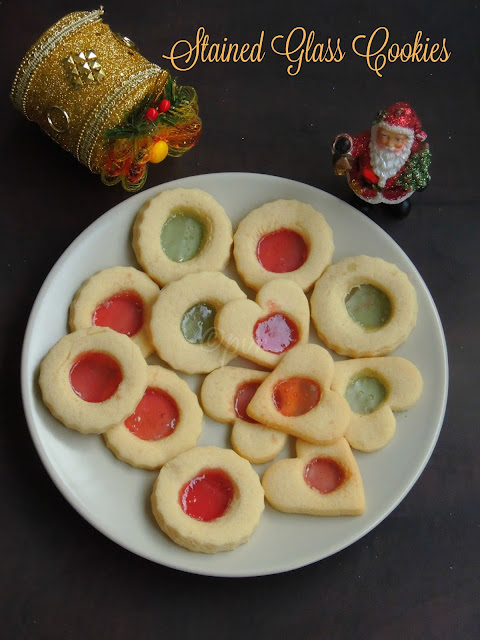 Stained glass cookies, Eggless Stained glass cookies