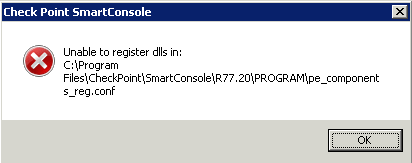 Checkpoint SmartConsole R77.20 Installation Issue - SmartDashboard 'Loading local configuration' up to 15% and then disappears