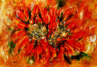 Abstract Sunflowers Original  acrylic painting 