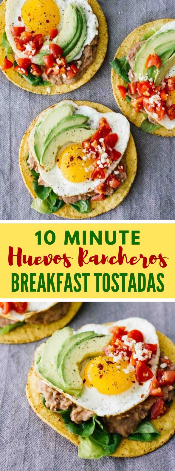 10-MINUTE HUEVOS RANCHEROS BREAKFAST TOSTADAS #vegetarian #healthy