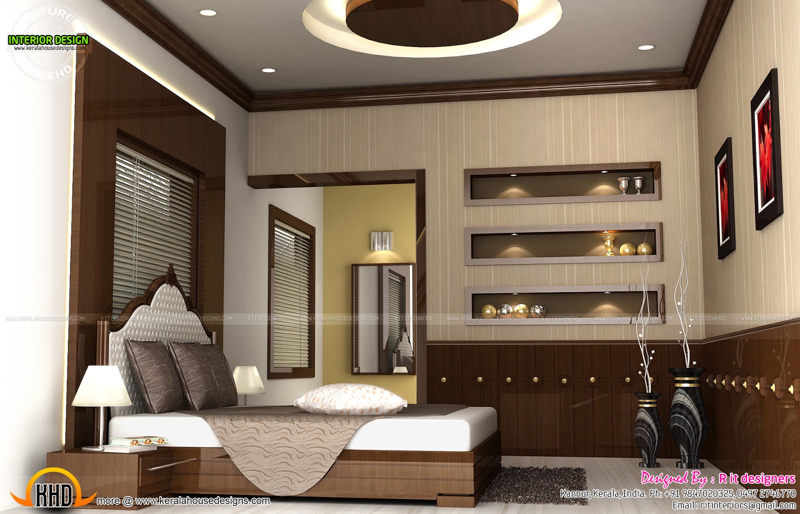 Modular kitchen bedroom and staircase interior  Kerala 