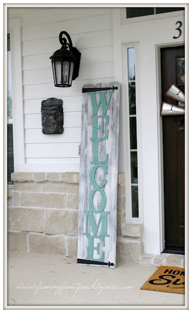 Farmhouse Front Porch-Suburban Farmhouse-DIY-Welcome Sign-Early Spring Porch-From My Front Porch To Yours