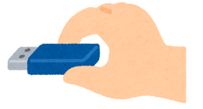 USB端末を持つ手のイラスト（USBメモリ）
