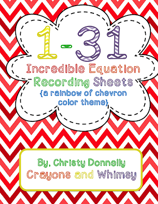 Crayons and Whimsy Incredible Equations chevron math kindergarten