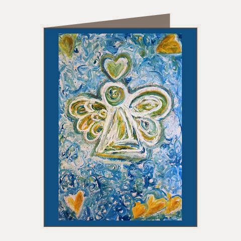 Golden Blue Guardian Angel Note Cards 