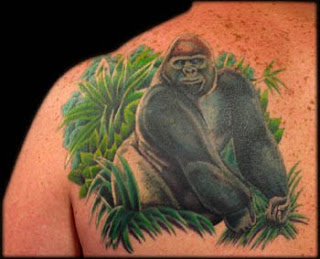 gorilla tattoo on back body