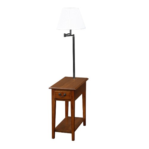 End Table with Attached Lamp and Magazine Rack
