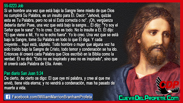 Bajo la Sangre de Cristo creyendo toda Palabra - Citas William Marrion Branham Mensajes