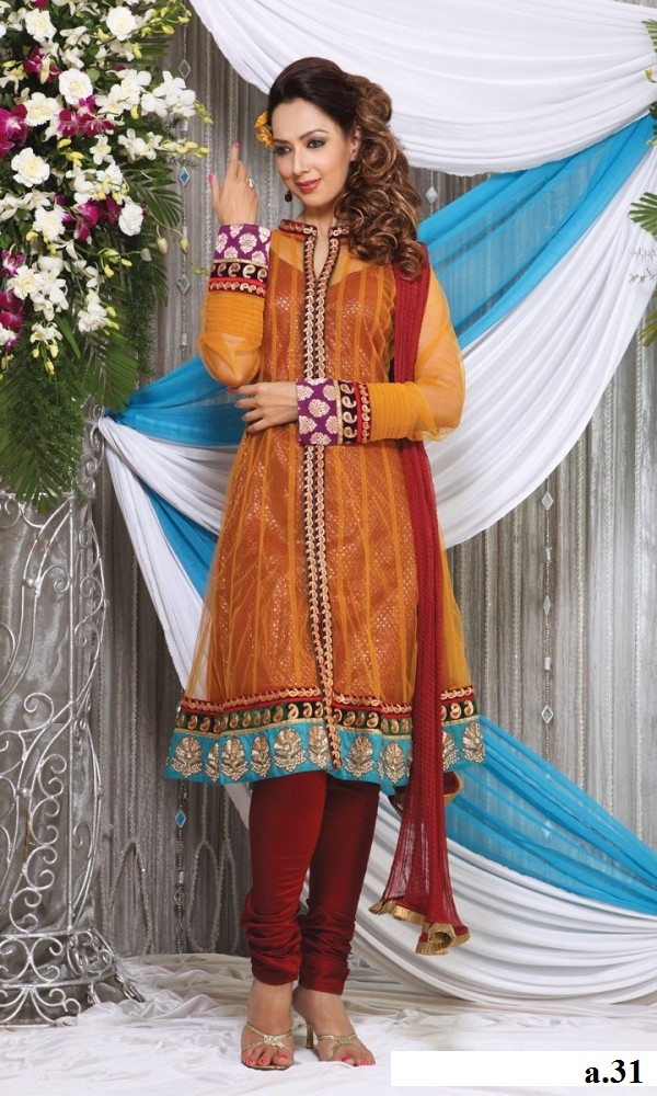 Beautiful pishwas dress -anarkali dress - new frock -nice colour pakistani new design 2014 dress number a.31