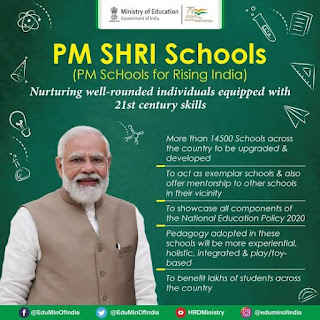 𝐏𝐌 𝐒H𝐑𝐈 𝐒𝐂𝐇𝐎𝐎𝐋𝐒 Prime Minister Schools for Rising India  ఉపాధ్యాయ దినోత్సవం సెప్టెంబర్ 5 వ తేదీన గౌరవ ప్రధాన మంత్రి శ్రీ నరేంద్ర మోడి గారు PM SHRI   (PM Schools for Raiging India)  స్కూల్ లను ప్రారంభించడం జరిగింది.