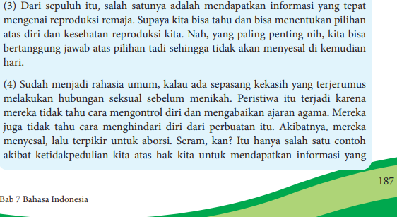 KUNCI JAWABAN bahasa indonesia kelas 8 smp Kegiatan 7.5 halaman 187