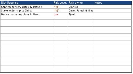 project management template