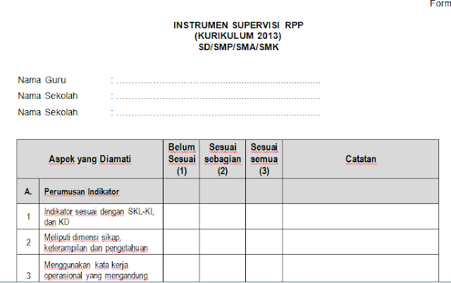 Instrumen Supervisi Guru