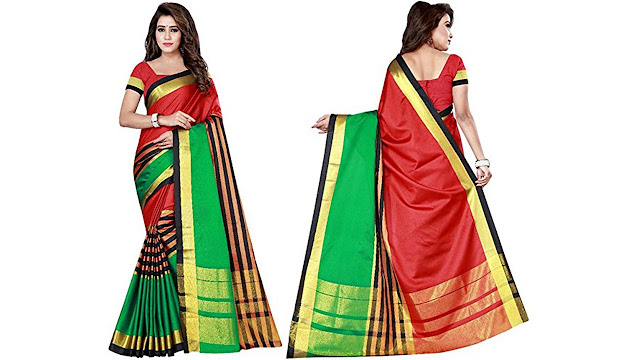 Silk Zone Cotton Silk Saree With Blouse Piece(AURAORANGE__Free Size)