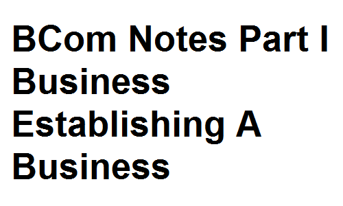 BCom Notes Part I Business Establishing A Business