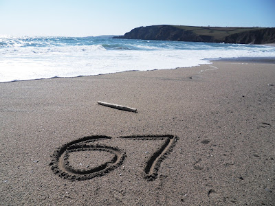 67 on the beach at Pentewan, Cornwall