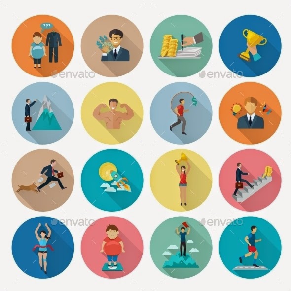 Motivations rounded flat icons