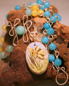 Jewelry Design from Nature challenge necklace (jade, sterling silver, polymer clay focal by Humblebeads) :: All Pretty Things